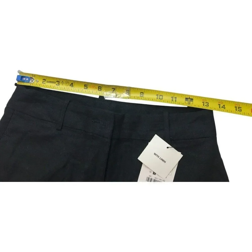Zara Women Dress Pants Size S Black Wide Leg Linen Blend Flat Front 8017/369 NWT